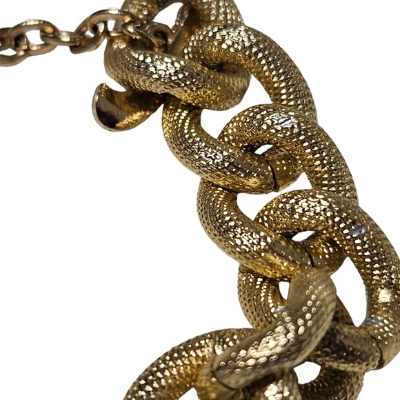 Elegant Gold Tone Chunky Chain Textured Link Bracelet Fashion Formal Jewelry - Picture 2 of 5